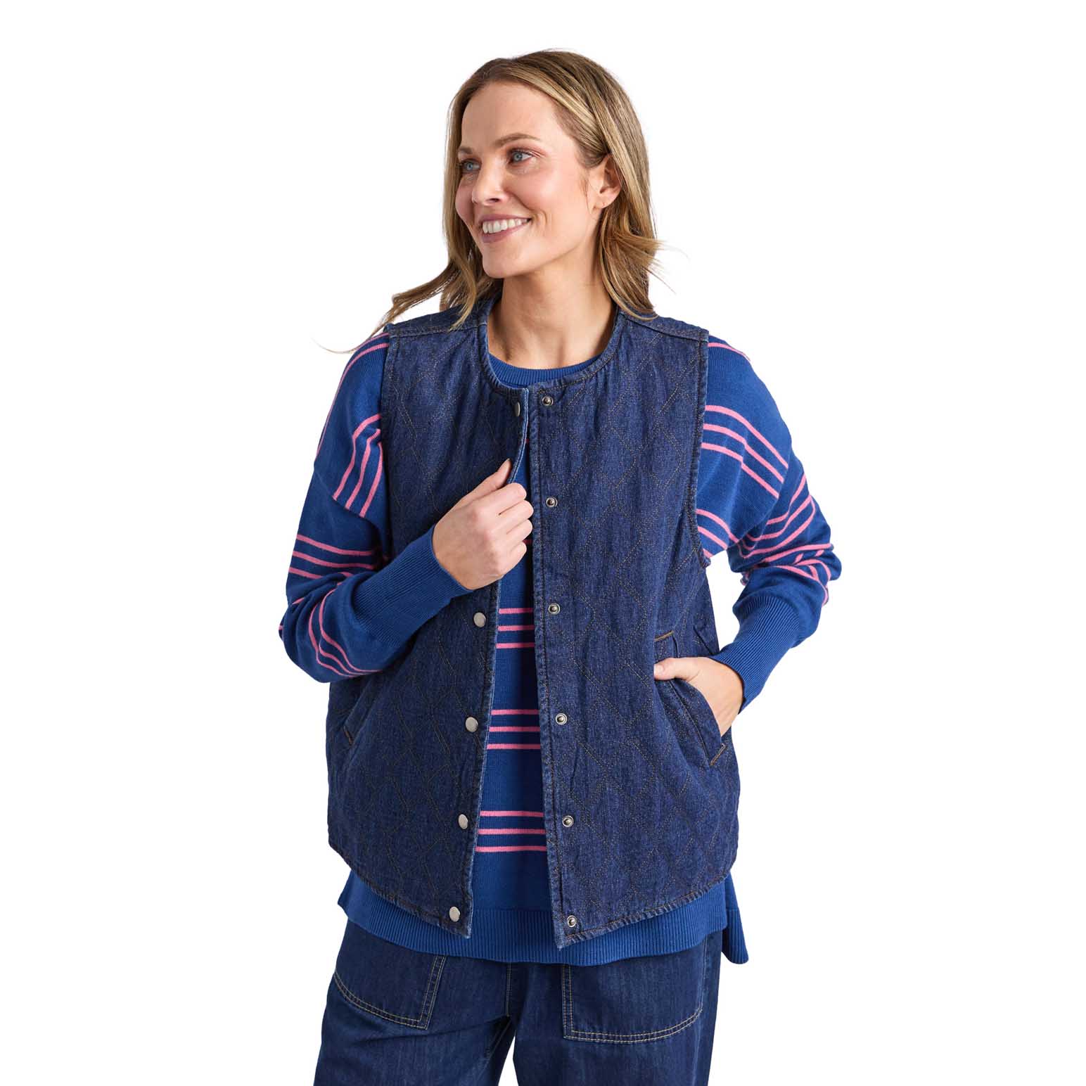 ELM Polly Quilted Denim Vest